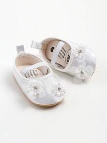 Infant Girls Mary Jane Flats - Infant Newborn Walking Shoes Soft Rubber Sole Princess Wedding - White - View 6