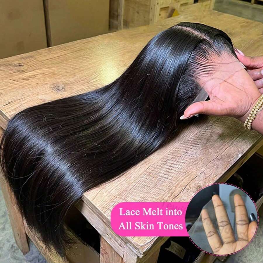 bling hair 34 36 Inch Straight 13x6 Lace Frontal Human Hair Wig 200% Density Wear And Go 6x4 5x5 9x6 Pre Plucked Pre Cut Lace Glueless Wigs For Women 28 30 Inch 360 Invisible Strap Transparent Full Lace Front Drawstring Wigs Human Hair Natural Black Glueless Human Hair Wig - Natural Black - 查看 1