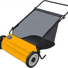 LIZHOUMIL Heavy-Duty Manual Lawn Sweeper - 26" Cleaning Width, Adjustable Height Leaf & Grass Collector With 7 Cubic Feet Hopper Bag, 4-Brush Efficient Debris Sweeper For Backyard Maintenance - Black + Yellow Wheels - View 9