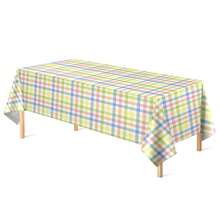 1/3件装 春季复活节水牛格纹桌布装饰 137x274厘米 塑料水彩粉色蓝色黄色柔和色调餐桌罩 室内外春季生日复活节派对用品 - 彩色 - 查看 9