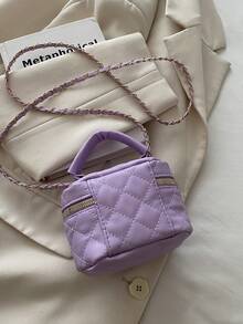 Lightweight Mini Chain Bag Quilted Handbag Bucket Bag Suitable For Girls, College Students And Office Workers - Purple - View 7