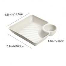 2pcs - White Rectangular Divided Plates, Suitable For Fries, Sushi And Appetizers, Great For Platters And Party Trays | Durable Plastic Material - Dumpling Plate, Dipping Sauce Dish, Fried Chicken Platter, Creative Plastic Household Plates With Vinegar Dish - Multicolor - View 4