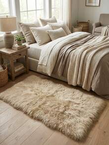 1pc Christmas & New Year Carpet, Autumn/Winter New Faux Fur Decorative Carpet, 5-7cm Pile Height, Brown Long Plush Decorative Carpet, Can Be Used As Window Sill Mat, Sofa Cushion, Bedroom Rug - Brown - View 6