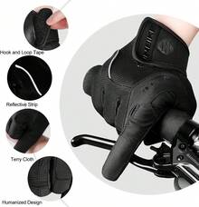 Guantes de ciclismo acolchados de gel de 5 mm para hombre, transpirables y resistentes al desgaste - Negro - Ver 8