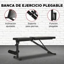 Banca de Pesas Profesional 300 kg – 3 Niveles (Plano, Inclinado, Declinado) + Soporte para Piernas – Estructura de Acero Reforzado, Ideal para Press Banca y Abdominales - Maryland - Ver 3
