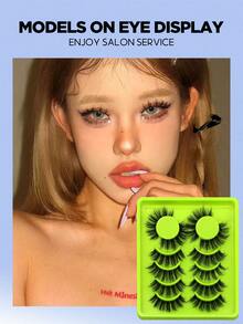 Lasvirey 6对装 蓬松浓密假睫毛 纤细透明假睫毛 纤细自然妆效假睫毛 轻盈奢华3D仿貂毛假睫毛 亮泽睫毛 猫眼睫毛 - 羽毛款 - 查看 2