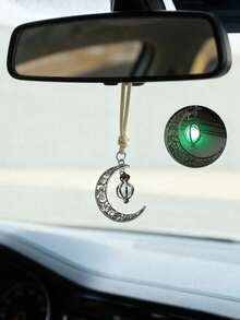 1个镂空新月形夜光汽车挂件，优雅的后视镜挂饰 - 鏤空月亮掛飾 - 查看 9