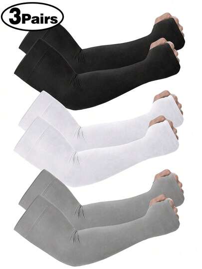 1/3 Pairs Unisex UV Protection Compression Arm Sleeves, With Tattoo Cover, Sports & Golf Cooling Sleeves