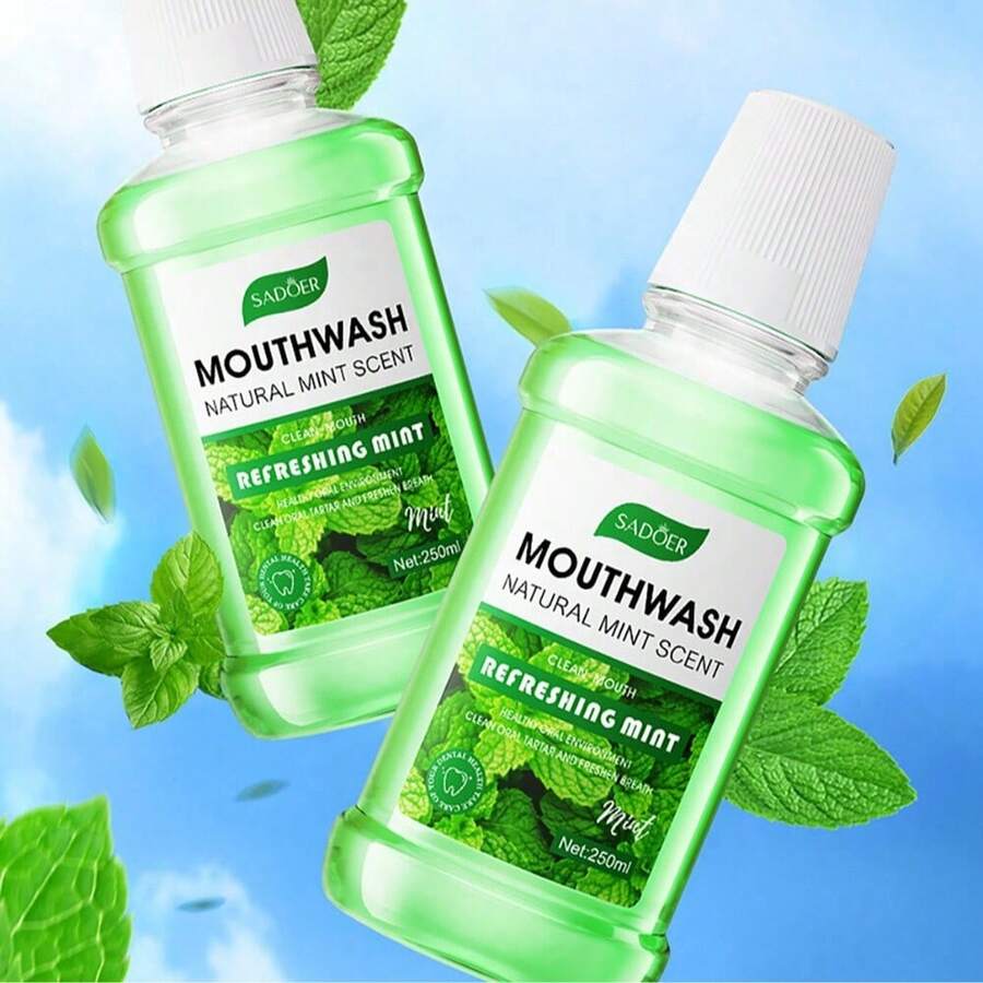 250毫升水果味漱口水，桃子薄荷柠檬清新口气漱口水，口气清新剂，便携式清新剂，清新口气，口腔护理清洁 - 桃子 - 查看 1