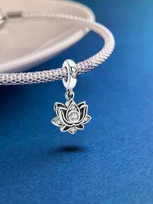 1pc Fashionable Rhinestone Lotus Flower Pendant Bead, Suitable For Women Bracelet, Bangle DIY Jewelry Making And Daily Accessories, Suitable For Girls Wear - Beaded Collection 1 - View 7