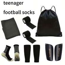 5pcs/Set: Soccer Mid-Calf Leg Warmers + UV Protection Arm Sleeves + Protective Leg Sleeves + Sports Straps + Drawstring Backpack, Unisex Professional Non-Slip Adhesive Leg Warmers For Soccer, Running And Outdoor Activities - Multicolor - View 4