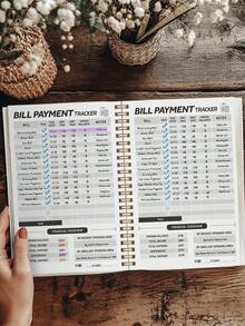 Trees 1PC 4-Year Money Saving Book, 112 Pages Of Monthly Bill Payment Checklist Tracker With Yearly Financial Goals, Bill Tracker & Monthly Overviews, 5.3" * 8.6", Work Home School Office Supplies - Monthly Bill Savings Book - View 3