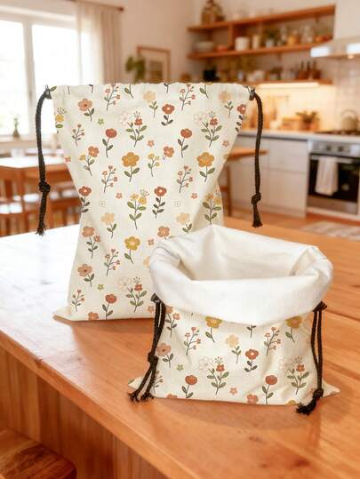 Vintage Floral Drawstring Pouch, Can Be Used As Gift Bag, Mommy Bag, Organizer Bag, Home Storage Dust Bag, Suitable For Travel Portable Storage, Jewelry & Cosmetic Bag, Reusable Hanging Packaging Bag