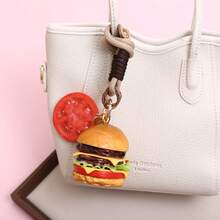 卡通树脂汉堡包钥匙扣 可爱仿真汉堡包挂件 创意书包挂件 - 彩色 - 查看 4
