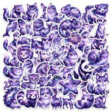 50Pcs Purple Starry Sky Animal Decals - Magical Purple Creature Designs With Starry Skies, Waterproof Stickers For Scrapbooking, & DIY Crafts - 50Pcs - View 1