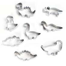Molde para galletas con forma de dinosaurio, molde de galletas de dinosaurio de metal de acero inoxidable divertido, molde para panqueques con forma de dinosaurio para niños, regalos para el Día de la Madre, artículos para mamá, suministros de repostería - Plateado - Ver 8