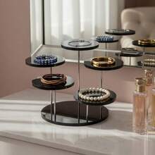 Clear Acrylic Display Risers, Display Storage Racks For Ornaments, Nail Polish, Perfume, Scented Candles, Air Fresheners, Household Storage Organizer For Desktop, Office, Vanity, Bedroom, Bathroom, Home, Dorm, Room Decorate - Black Combination - View 6