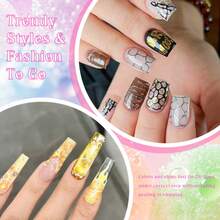 MEET ACROSS 7ml 波浪纹印花凝胶套装 - 蕾丝镂空图案 3D 美甲凝胶，需搭配印花底胶使用，适用于美甲沙龙和 DIY 美甲设计。 - 彩色 - 查看 5