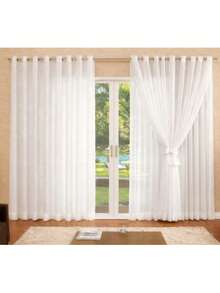 Long Curtain 3.00 X 2.80 Microfiber Lining With Voile - 白色 - 查看 1
