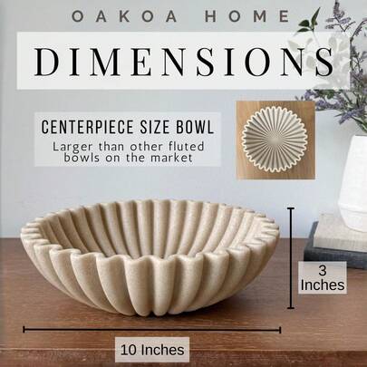 Large Decorative Bowl, Sandstone Color Decorative Bowl, Home Decor - Pleated Bowl - Wavy Bowl - Scallop Bowl - Fashionable Key Bowl, Suitable For Entryway Table