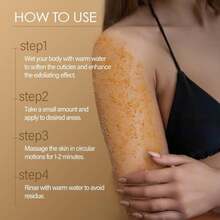 Turmeric Body Scrub Vitamin C Exfoliating Body Scrub With Collagen And Coconut Oil Body Exfoliator Dead Skin Remover Smooth And Hydrated Natural Scrub For Butt Bikini Area With Loofah - White - 查看 6