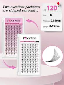 FOXYMEI 12 Rows Premade Volume Fans Eyelashes Extension 3D 6D 10D 12D 14D 16D Pointy Base False Lashes 0.07mm Faux Mink Lashes Wispy Volume Effect Individal,Hand Woven Lash Cluster - Black - View 20