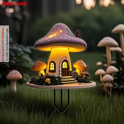 Mushroom House Acrylic Flower Pot Stand Snow House Garden Wooden Post Family Courtyard Garden Decoration Ground Plug 2026
