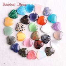5/10/15/30 Stücke zufällig gemischte herzförmige Naturkristalle & synthetische Steine ohne Löcher, Opal Grüner Aventurin Türkis, heilende Herzedelsteine, Reiki Urlaubsgeschenk, Schmuckherstellung - herzförmig - Übersicht 6