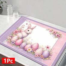 1pc Rabbit & Easter Egg Pattern Printed Absorbent Dish Drying Mat, Espresso Machine Countertop Pad, Sink Drain Mat, Faucet Splash Guard, Bathroom Cup Coaster, Home Decor, Easter Decoration, Easter Gift - Multicolor - View 14