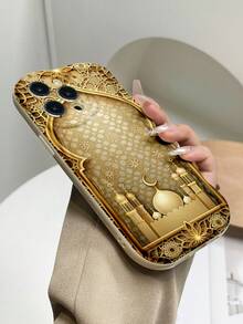 1 pièce Étui de protection de téléphone épais anti-chute avec motif architectural doré 2D non 3D, imprimé coloré pour Eid Mubarak à la mode. Convient pour un usage personnel ou comme cadeau d'Eid. Compatible avec iPhone11 12 13 14 11Promax 12Promax 13Promax 14Promax XR 15 15PRO 15PROMAX, GalaxyA05/A15/A25/A35/A53/A54/A55/S23/S24/S25 - Multicolore - Voir 3