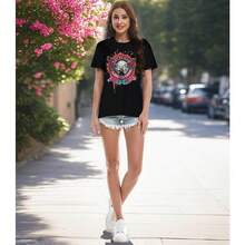 Vintage Band Shirt For Women Retro Rock And Roll Graphic Tee Country Music Concert T Shirt Casual Short Sleeve Tops - 黑色4 - 查看 4