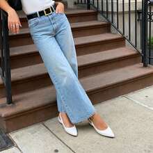 Women Slingback Low Chunky Block Heels Pointed Closed Toe Comfortable Elegant Wedding Party Business Dress Pumps Shoes - 白色 - 查看 9