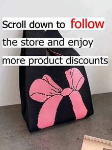 This Stylish New Women's Handbag Features A Bow Embellishment, Making It Suitable For The Beach, Travel, Vacation, Business Commutes, Casual Wear, And Minimalist Styles. - Black - View 2