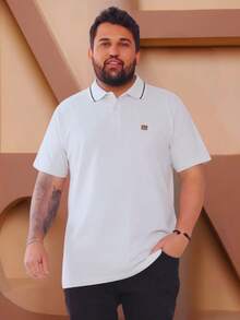 High-Quality 100% Cotton Polo Shirt, Basic Men's T-Shirt, Plus Size Model, All Year Round, Polo Shirt, Plus Size. - trắng - Xem 2