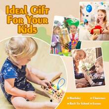 Hoarosall Montessori - Tabla ocupada para s pequeños tabla ocupada de madera para bebés con 8 interruptores de luz LED juguetes sensoriales con interruptor de luz juguetes de viaje para bebés y s-B016 - Tablero de actividades Montessori - Ver 7
