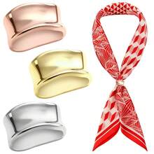 1/3 Pcs Women Silk Scarf Ring, Metal Scarf Clip With Gold/Silver/Rose Gold Rose, Silk Scarf Fashion Accessory, Stylish Fixing Buckle - Multicolor - View 8