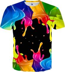Hgvoetty Unisex 3D Print-Shirts Short Sleeve Graphic Tees Men And Womenmen's All Over Print-Shirt - 色彩繽紛的畫作 - 查看 2