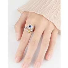 1 Chiếc nhẫn giảm lo âu vui nhộn - Xoay được để giảm căng thẳng, kích thước có thể điều chỉnh, thiết kế hở, đính đá Cubic Zirconia, thích hợp cho phụ nữ đeo hàng ngày. - Bạc - Xem 4