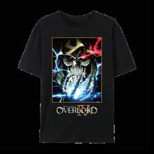 Overlord ​ Ainz Ooal Gown ​ ​   Graphic Cotton T-Shirt, Japanese Anime Unisex Short Sleeve Crewneck Shirt, - 黑色 - 查看 2