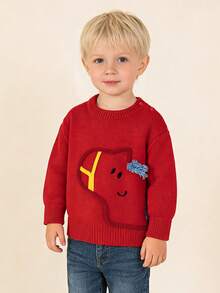 mini bala 2-6Y Kids Wool Blend Sweater, Soft & Comfortable, Cute Design For 2026 Winter New Year - Red - View 6