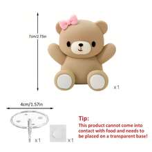 Đồ trang trí bánh kem hình gấu và nơ 3D, phụ kiện tiệc sinh nhật (Sản phẩm này không được tiếp xúc trực tiếp với thực phẩm, cần được cách ly bằng đế trong suốt trước khi tiếp xúc với thực phẩm) - Hồng - Xem 2