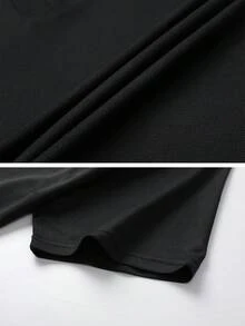 Men's Lightweight Casual Business Commute Polo Shirt, Fashion Minimalist Collared Top For Summer - Black - View 6