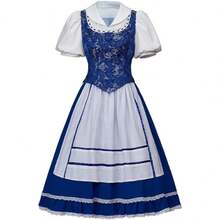 Princess Belle Cosplay Costume Belle Village Dress Women's Blue Maid Dress - 貝兒 1 - 查看 8