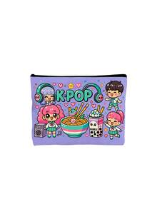 Bolsa de Maquiagem Ilustração Colorida de K-pop, Bolsa Cosmética Multifuncional com Tema Musical de Desenho Animado, Bolsa de Toalete, Organizador de Cosméticos Portátil, Bolsa com Zíper Multifuncional e Divertida, Fechamento com Zíper, Bolsa de Armazenamento de Carregador, Armazenamento de Acessórios, Adequada para Dormitório, Viagem, Viagem de Negócios, Natação, Armazenamento Doméstico, Itens Essenciais de Viagem, Suprimentos para Dormitório, Amigável para Viagem, Presente para Mulheres e Melhores Amigas - Multicolorido - Visão 17