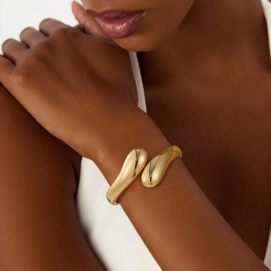1pc Korean Minimalist Geometric Metal Bracelet - Gold - View 1