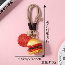 卡通树脂汉堡包钥匙扣 可爱仿真汉堡包挂件 创意书包挂件 - 彩色 - 查看 3