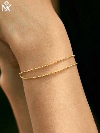 SYMFNY 1条简约925纯银双层双色链手链，女士日常佩戴/情人节礼物