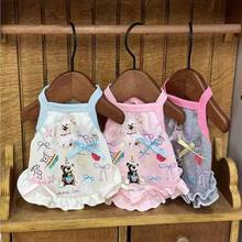 1pc LANGXINGCS Pet Clothes, Bear Print Dog/Cat Vest, Bow Decor Lace Design, Polyester Soft Breathable Cool Cute Dog/Cat Vest, Suitable For Small/Medium Pets - Multicolor - View 5