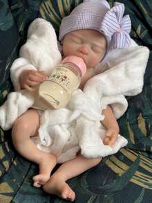 16英寸逼真硅胶重生娃娃 - 血管清晰可见，嘴巴张开 - 适合作为新生儿玩具、收藏品，也是儿童的理想之选，解剖结构精准 - 彩色 - 查看 5