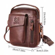 Leather Shoulder Bag/Crossbody Travel Bag For Men And Women, Small Messenger Bag, Cell Phone Pocket, Shoulder Holster, Passport Holder - 咖啡 - 查看 2